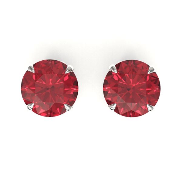 3 ctw Pink Tourmaline Designer Stud Earrings 18k White Gold - REF-49M3G