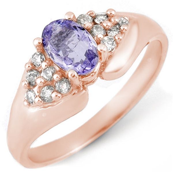0.90 ctw Tanzanite & Diamond Ring 14k Rose Gold - REF-31X4A