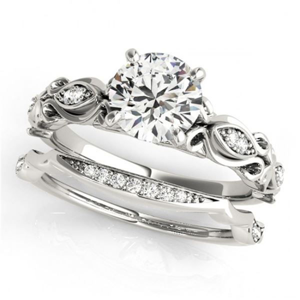 0.71 ctw Certified VS/SI Diamond 2pc Wedding Set Antique 14k White Gold - REF-100H3R