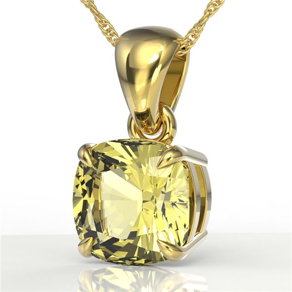 2 Cushion Cut ctw Sapphire Designer Solitaire Necklace 18k Yellow Gold - REF-21Y3X