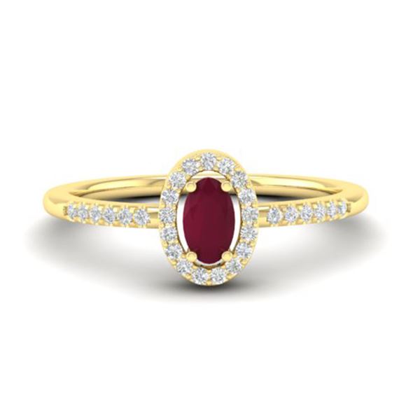 0.56 ctw Ruby & Micro Pave VS/SI Diamond Certified Ring 18k Yellow Gold - REF-23R5K