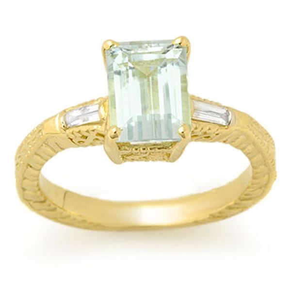 2.20 ctw Aquamarine & Diamond Ring 10k Yellow Gold - REF-36Y8X