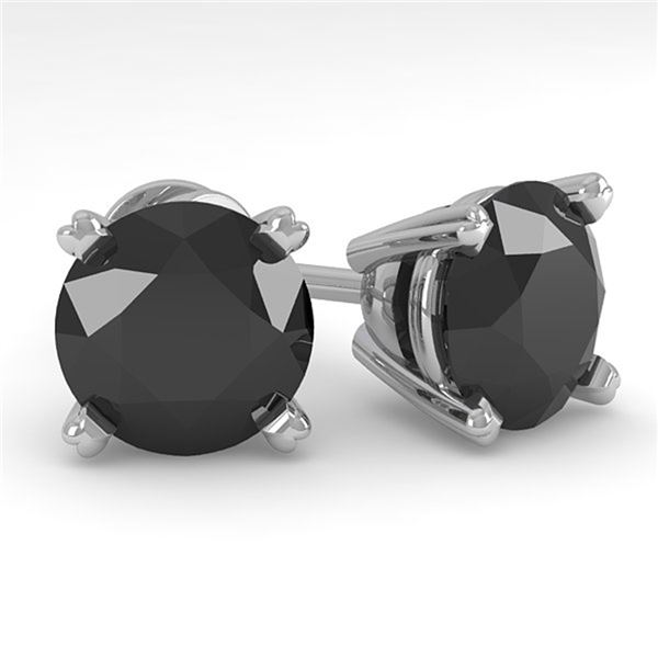 4.0 ctw Black Diamond Stud Designer Earrings 14k White Gold - REF-84X8A