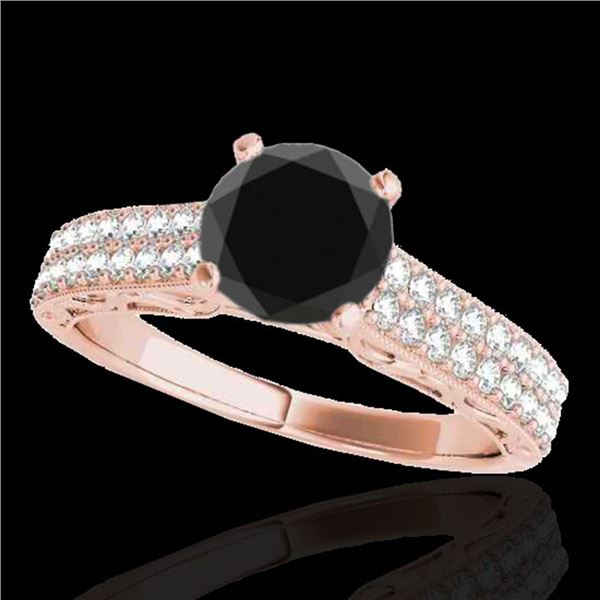 1.41 ctw Certified VS Black Diamond Solitaire Antique Ring 10k Rose Gold - REF-47N6F