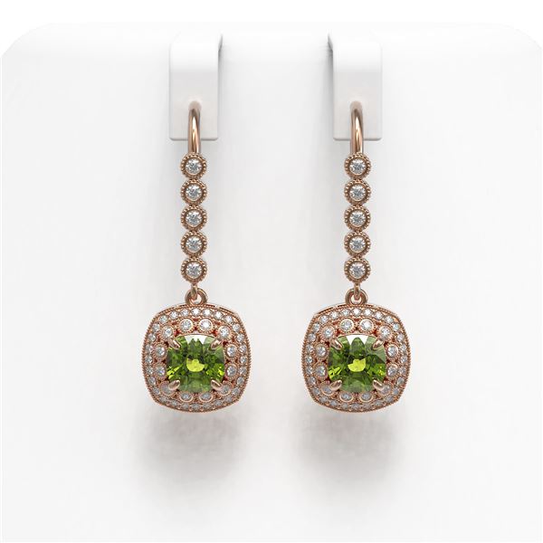 4.5 ctw Tourmaline & Diamond Victorian Earrings 14K Rose Gold - REF-172N8F