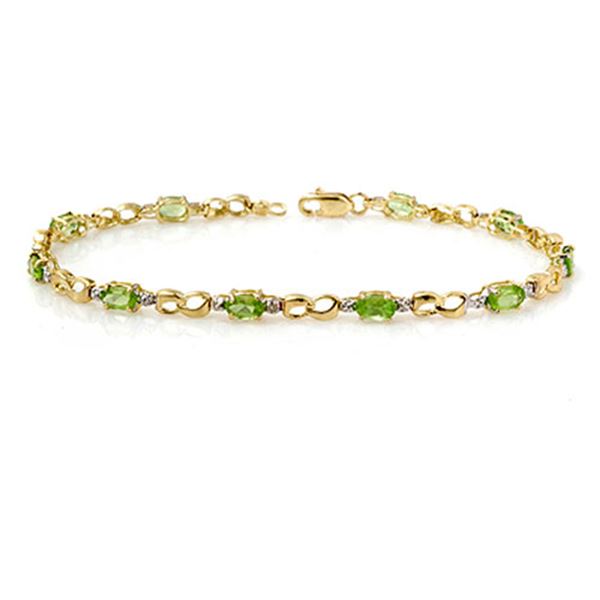 2.26 ctw Peridot & Diamond Bracelet 10k Yellow Gold - REF-19Y4X