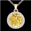 Image 2 : 2 ctw Citrine & Halo VS/SI Diamond Micro Pave Necklace 14k Rose Gold - REF-25X2A