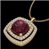 Image 2 : 2.27 ctw Garnet & Micro Pave VS/SI Diamond Necklace 18k Yellow Gold - REF-49X2A