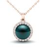 Image 2 : 0.25 ctw Micro Pave Diamond & Peacock Pearl Necklace 14k Rose Gold - REF-25G4W