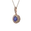 Image 1 : 4.67 ctw Sapphire & Diamond Victorian Necklace 14K Rose Gold - REF-123W6H
