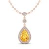 Image 2 : 2.25 ctw Citrine & Micro Pave VS/SI Diamond Necklace 14k Rose Gold - REF-31W4H