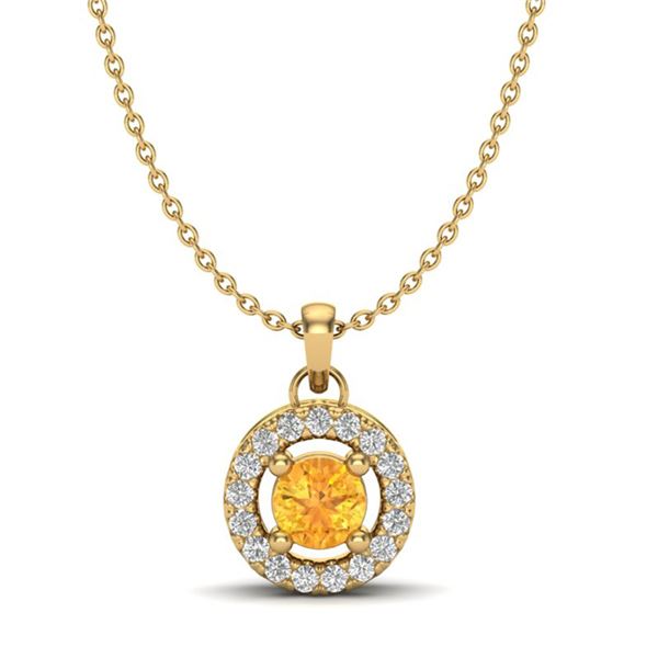 0.38 ctw Citrine & Micro Pave VS/SI Diamond Necklace 18k Yellow Gold - REF-21K3Y