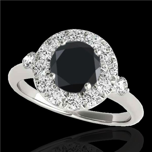 1.5 ctw Certified VS Black Diamond Solitaire Halo Ring 10k White Gold - REF-51K8Y