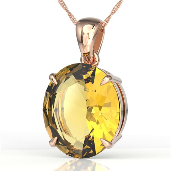 9 ctw Citrine Designer Solitaire Necklace 14k Rose Gold - REF-28X6A