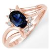 Image 1 : 0.70 ctw Blue Sapphire & Diamond Ring 14k Rose Gold - REF-17M2G