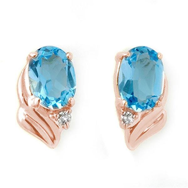 1.23 ctw Blue Topaz & Diamond Earrings 14k Rose Gold - REF-12A3N