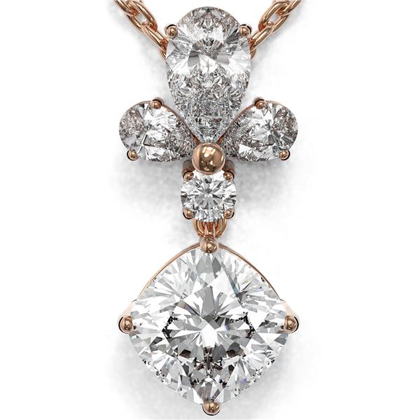 1.4 ctw Cushion Cut Diamond Designer Necklace 18K Rose Gold - REF-181X2A