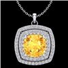 Image 1 : 1.77 ctw Citrine & Micro Pave VS/SI Diamond Necklace 18k White Gold - REF-49M2G