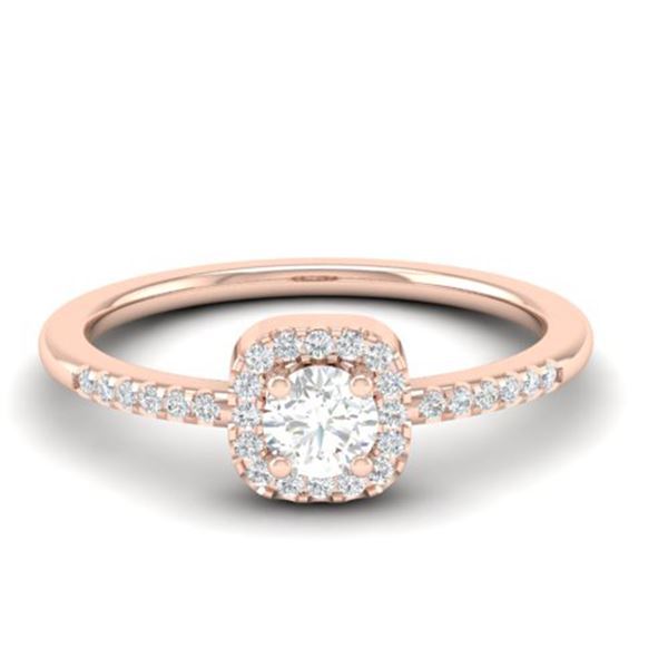 0.45 ctw Micro Pave VS/SI Diamond Ring Designer Halo 14k Rose Gold - REF-39R5K