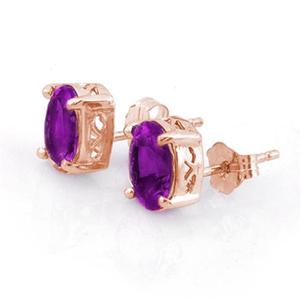 1.50 ctw Amethyst Earrings 14k Rose Gold - REF-10M3G