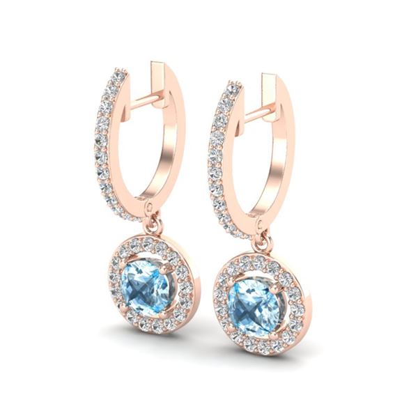 1.75 ctw Sky Topaz & Micro Pave VS/SI Diamond Earrings 14k Rose Gold - REF-55W3H