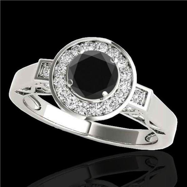 1.75 ctw Certified VS Black Diamond Solitaire Halo Ring 10k White Gold - REF-54F3M