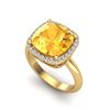 Image 2 : 6 ctw Citrine & Micro Pave Halo VS/SI Diamond Ring 18k Yellow Gold - REF-45G3W