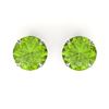 Image 1 : 4 ctw Peridot Designer Solitaire Stud Earrings 18k White Gold - REF-25H9R