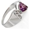 Image 2 : 1.0 ctw Amethyst & Diamond Ring 10k White Gold - REF-24Y3X