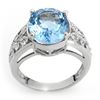 Image 1 : 7.15 ctw Blue Topaz & Diamond Ring 10k White Gold - REF-28X9A