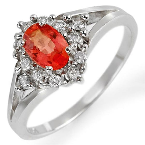 0.95 ctw Orange Sapphire & Diamond Ring 10k White Gold - REF-25R8K
