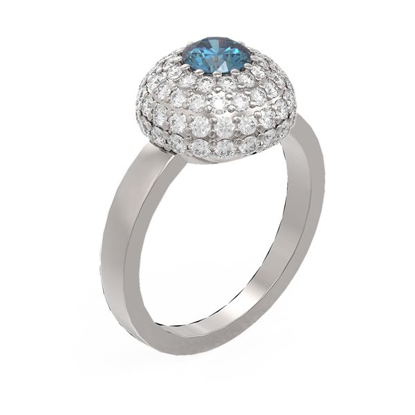 2 ctw Intense Blue Diamond Ring 18K White Gold - REF-194K2Y