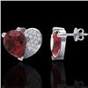 Image 2 : 2.50 ctw Garnet & Micro Pave VS/SI Diamond Earrings 10k White Gold - REF-22K5Y