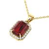 Image 1 : 6 ctw Garnet & Micro Pave VS/SI Diamond Necklace 18k Yellow Gold - REF-39M5G