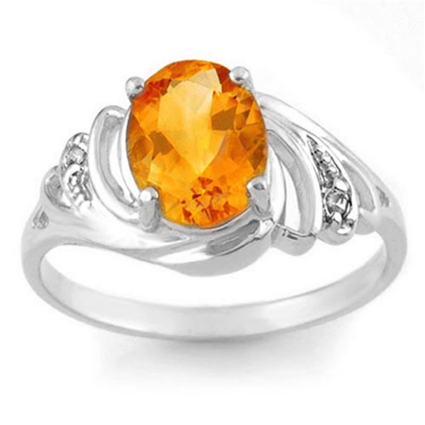 2.04 ctw Citrine & Diamond Ring 18k White Gold - REF-24H4R