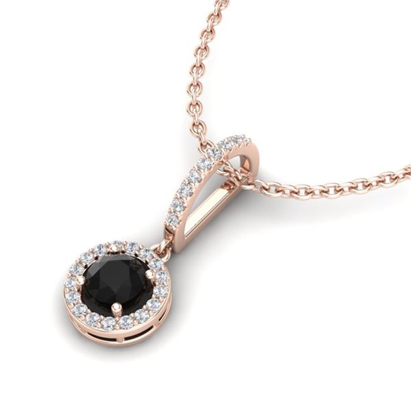 1 ctw Micro Pave Black & White VS/SI DiamondNecklace 14k Rose Gold - REF-38A2N