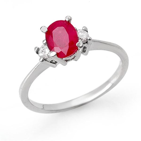 1.36 ctw Ruby & Diamond Ring 18k White Gold - REF-31F4M