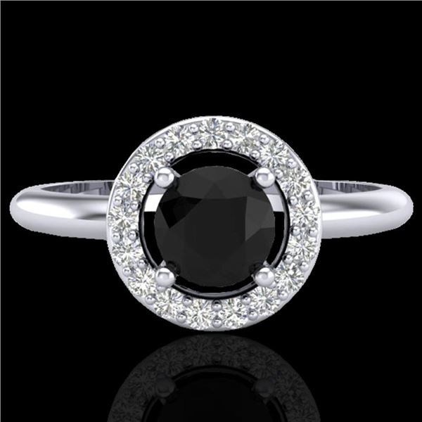 0.75 ctw Micro Pave Halo VS/SI Diamond Certified Ring 18k White Gold - REF-42A2N