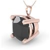 Image 1 : 6.0 ctw Cushion Black Diamond Designer Necklace 14k Rose Gold - REF-108N3F