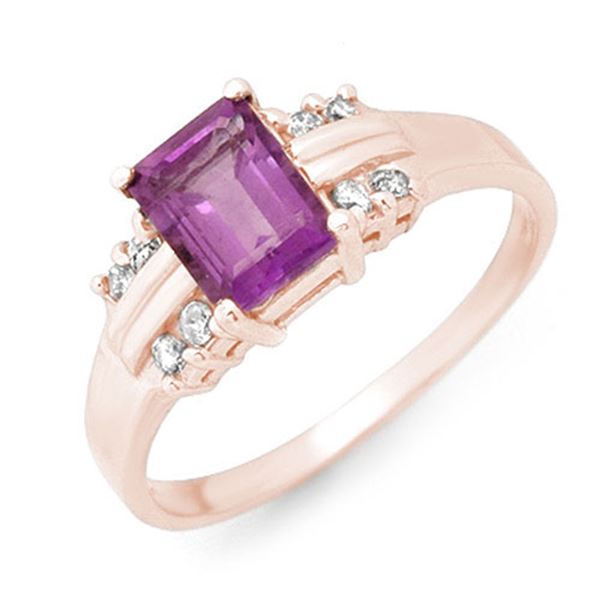 1.41 ctw Amethyst & Diamond Ring 18k Rose Gold - REF-26Y5X