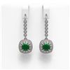Image 1 : 5.1 ctw Certified Emerald & Diamond Victorian Earrings 14K White Gold - REF-172H8R