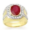 Image 1 : 4.75 ctw Ruby & Diamond Men's Ring 10k Yellow Gold - REF-123R6K