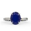 Image 1 : 3.50 ctw Sapphire Designer Solitaire Ring 18k White Gold - REF-31W4H