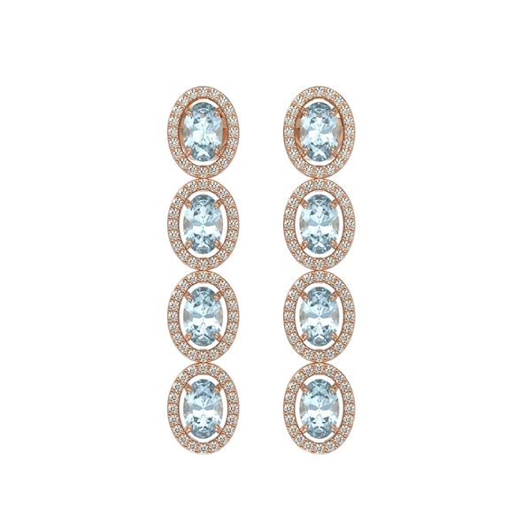 6.28 ctw Sky Topaz & Diamond Micro Pave Halo Earrings 10k Rose Gold - REF-143W6H