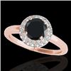 Image 1 : 1.43 ctw Certified VS Black Diamond Solitaire Halo Ring 10k Rose Gold - REF-49Y2X