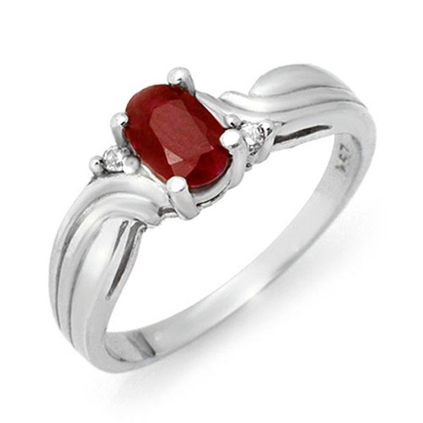 0.85 ctw Ruby & Diamond Ring 10k White Gold - REF-13R2K