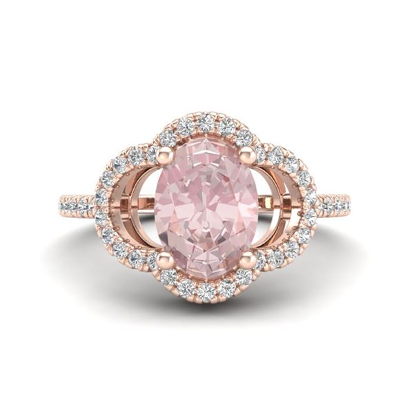 1.75 ctw Morganite & Micro Pave VS/SI Diamond Ring 10k Rose Gold - REF-40R9K