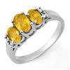 Image 1 : 1.39 ctw Yellow Sapphire & Diamond Ring 10k White Gold - REF-21N8F