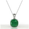 Image 2 : 6 ctw Cushion Cut Emerald Designer Solitaire Necklace 18k White Gold - REF-49K3Y