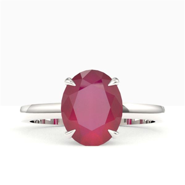 3.50 ctw Ruby Designer Ring 18k White Gold - REF-27W8H